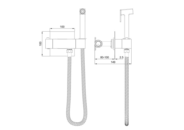 Смеситель с гигиеническим душем и термостатом встраиваемый WONZON & WOGHAND, брашированное золото WW-88819903-BG Смеситель с гигиеническим душем и термостатом встраиваемый WONZON & WOGHAND, брашированное золото WW-88819903-BG
