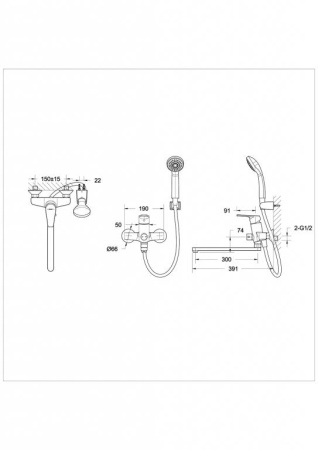 Смеситель для ванны с длинным изливом  Bravat Line F65299C-LB-RUS