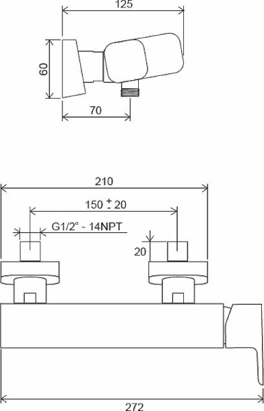 Смеситель для душа Ravak 10° Free black-TD F 032.20/150 X070153