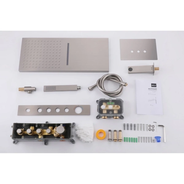 Душевой комплект ABBER Rund AF8753SP скрытого монтажа с изливом, термостат, сатин