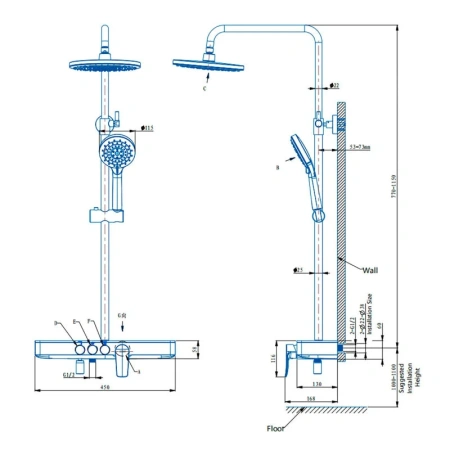 Душевая система с изливом Arrow AG3315CP хром