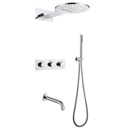 Душевой комплект ABBER Wasser Kreis AF8150 скрытого монтажа с изливом, термостат, хром