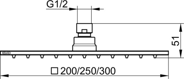 Верхний душ Keuco 250х250 мм квадратный, хром 59986 010202