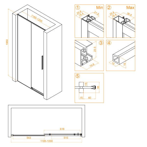 Душевая дверь 120 см RGW Stilvoll SV-12 B 32321212-14 прозрачное