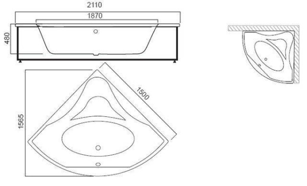 Панель AM.PM Bliss L W53A-150C150W-P