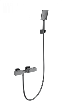 Смеситель для душа с термостатом WONZON & WOGHAND Twist, темный графит WW-B2025-A-BGG