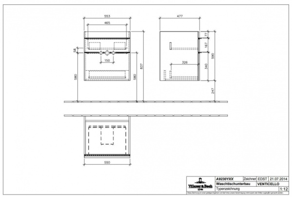 Тумба под раковину Villeroy & Boch Venticello A92301DH