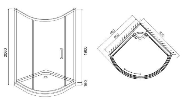 Душевой уголок AM.PM Bliss L W53G-315-090MT64