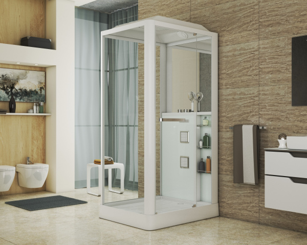 Душевая кабина (90х110) Grossman  GR123(R) распашная, белый, прозрачный