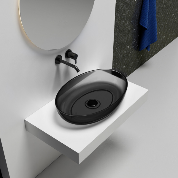 Раковина накладная прозрачная ABBER Kristall AT2801Onyx черная