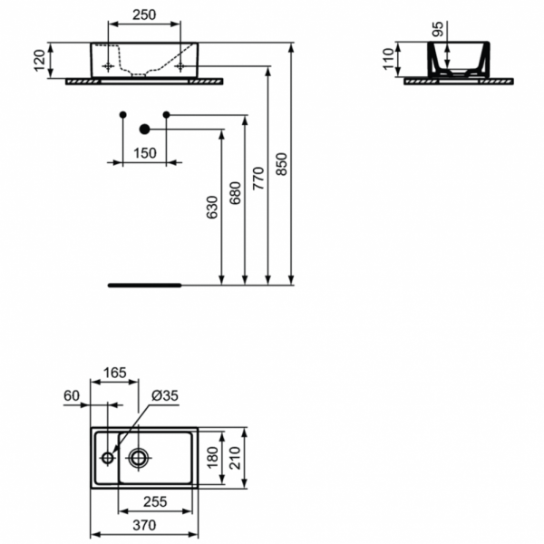 Раковина подвесная (37х21) Ideal Standard TEMPO E211301
