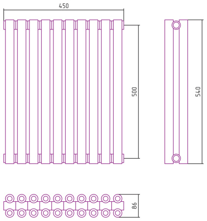 Полотенцесушитель Водяной Сунержа Эстет-00 (50х45) 10 секций Матовое Золото 032-0332-5010