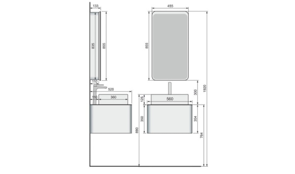 Тумба под раковину RAVAL Pure 56 подвесная белая Pur.01.56/P/W