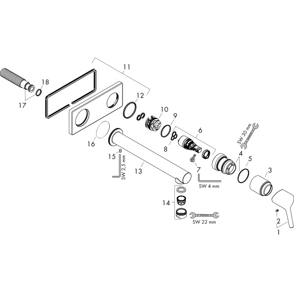Смеситель для раковины встраиваемый Hansgrohe Talis S 72110000 хром