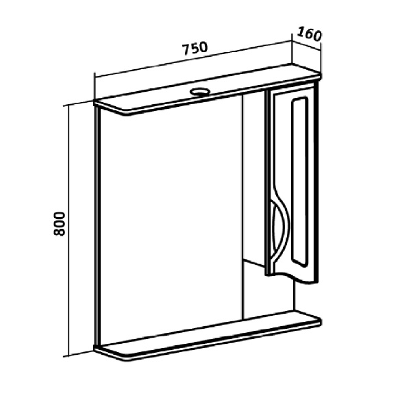Зеркальный шкаф Runo правый Толедо 75 (00000001041)