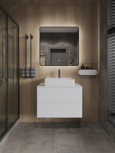 Тумба с раковиной подвесная 75 см, Orange Otto Ot-75TuMDF+B04-500W белый глянец