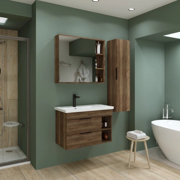 Зеркало-шкаф (82х73) Grossman Форта 2080022 универсал. темный дуб