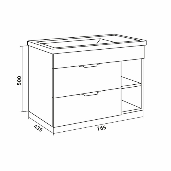 Тумба подвесная Grossman ФОРТА-80 см 108004 с 2-я ящ, дуб галифакс