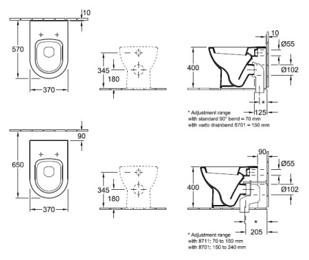 Унитаз приставной Villeroy & Boch Subway 66071001