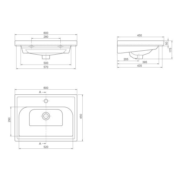 Умывальник мебельный Opadiris CeraStyle Frame 60 031000-u