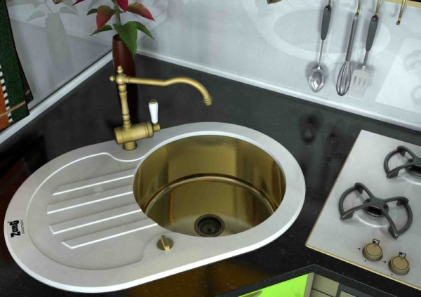 Кухонная мойка Zorg GL-7851-OV-WHITE-BRONZE