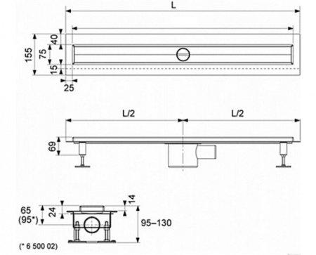 Дренажный канал из нержавеющей стали 700 мм TECE 600700