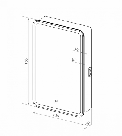 Зеркало-шкаф с подсветкой Art&Max PLATINO AM-Pla-550-800-1D-L-DS-F