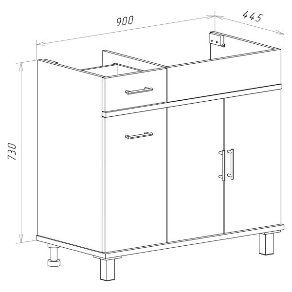 Тумба с раковиной Misty Купер 90 с бельевой корзиной правая УТ000011592