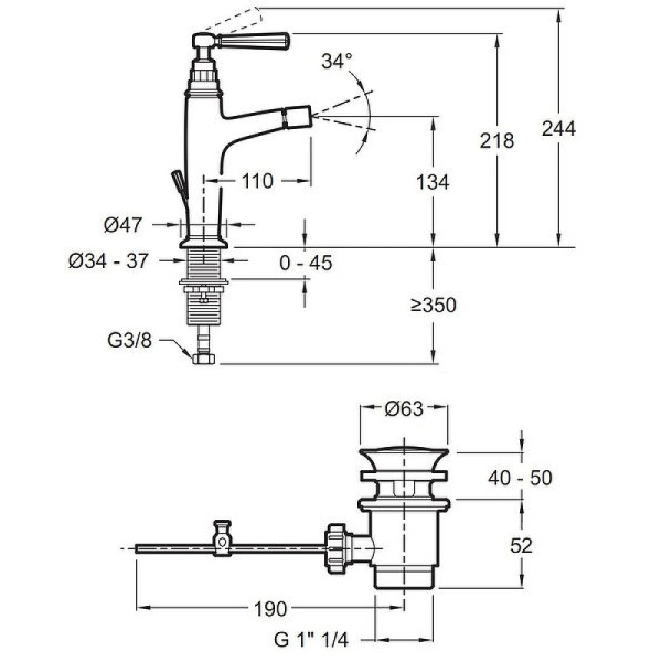 Смеситель для биде Jacob Delafon Cleo1889 E24310-BGG