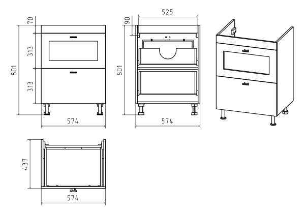Тумба с раковиной Misty Урал 60  УТ000011727