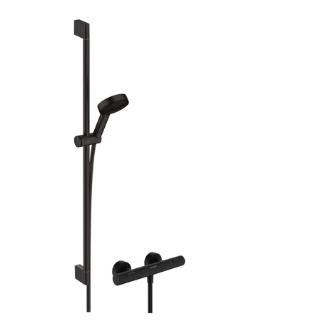 Термостат для душа с душевым гарнитуром Hansgrohe Pulsify Select S 105 3jet Relaxation EcoSmart 24261670 черный матовый