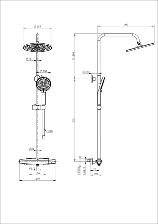 Душевая система с термостатом WONZON & WOGHAND NEO, брашированное золото WW-B3045-A- BG