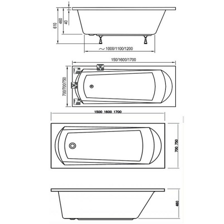 Ванна акриловая Ravak Domino (170x75) C631000000