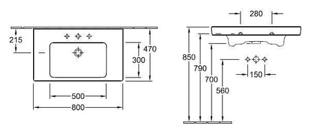 Раковина Villeroy & Boch Subway 2.0 (717580R1) (80 см)