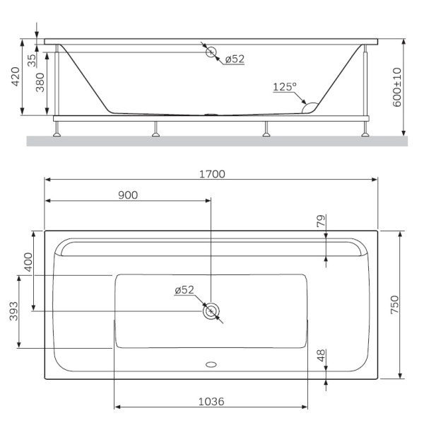 Ванна акриловая (170х75) Am.Pm Inspire 2.0 W52A-170-075W-A Ванна акриловая (170х75) Am.Pm Inspire 2.0 W52A-170-075W-A