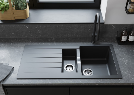 Смеситель для кухни с выдвижным изливом sBox Hansgrohe Talis M54 1jet 72803670 черный матовый
