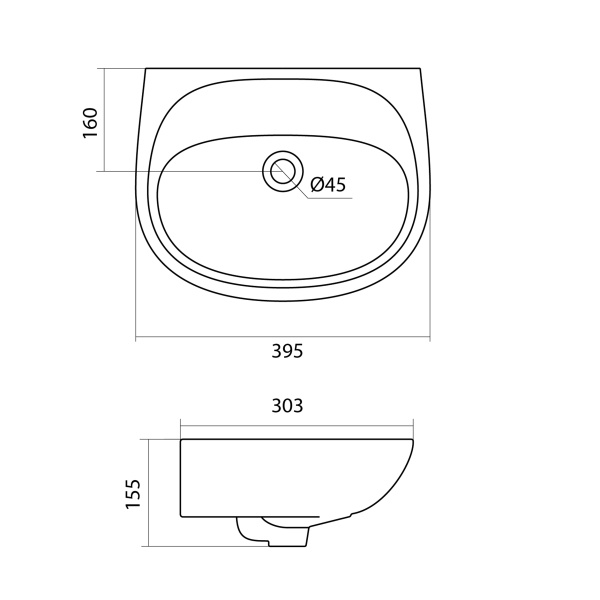 Раковина подвесная (39,5х31) Santek Анимо 40 1WH110487