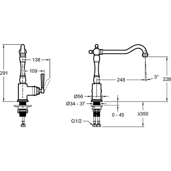 Смеситель для кухни Jacob Delafon Cleo 1889 E24317-CP