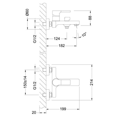 Смеситель для ванны Lemark Aura (LM0614C)