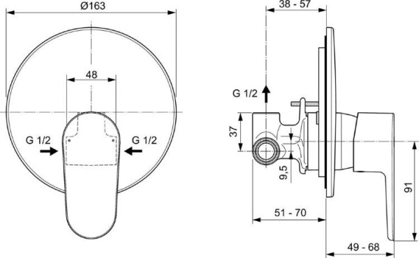 Смеситель для душа Ideal Standard Cerafine Model O A7192XG