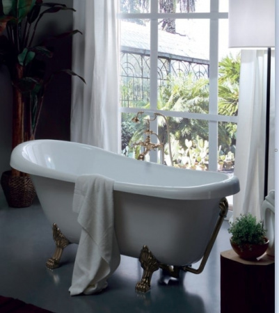 Ванна из литьевого мрамора (170х77) Kerasan Retro 105593 белый, ножки бронза