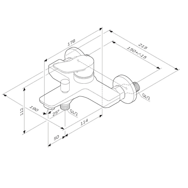 Смеситель для ванны Am.Pm X-Joy F85A10000 Смеситель для ванны Am.Pm X-Joy F85A10000