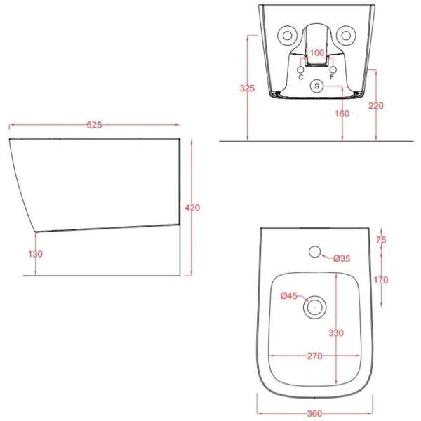 Подвесное биде Artceram A16 ASB001 44 00