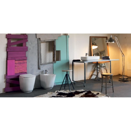 Унитаз напольный приставной безободковый Kerasan Tribeca 511801 без сиденья