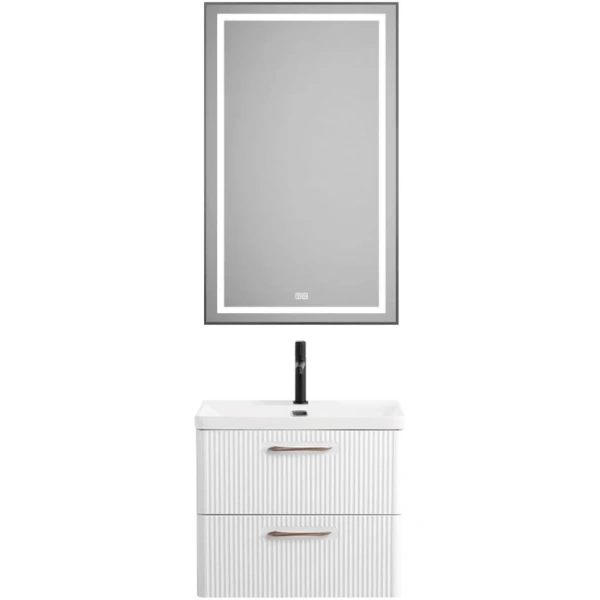 Тумба под раковину BelBagno Due DUE-500-2C-SO-BM-P без ручек, белый металлик