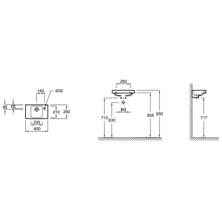 Раковина подвесная (40х25) Jacob Delafon Odeon UP E4799G-00