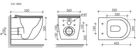 Подвесной унитаз Ceramica Nova Mia Rimless CN1805