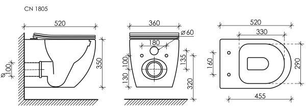 Подвесной унитаз Ceramica Nova Mia Rimless CN1805