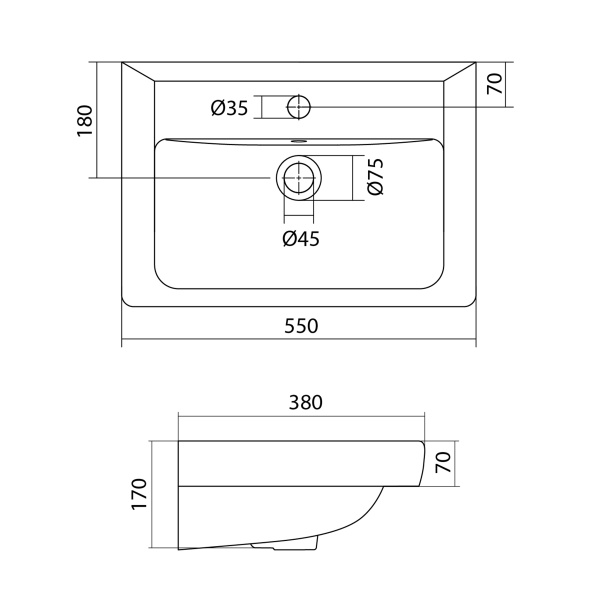 Раковина подвесная (55х38) Santek Тигода 55 1WH302127