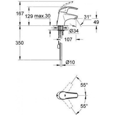 Смеситель для раковины Grohe Eurosmart 2006 33284 001 (33284001)
